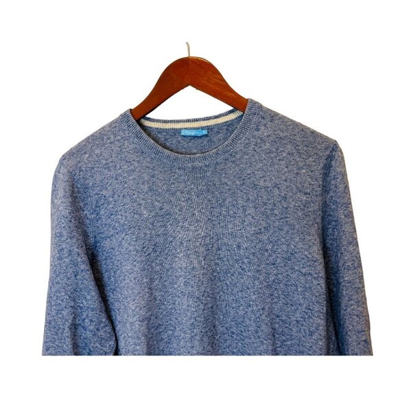J. McLaughlin Pullover Sweater Heather Blue Cotton Crewneck Old Money Preppy - Picture 2 of 6
